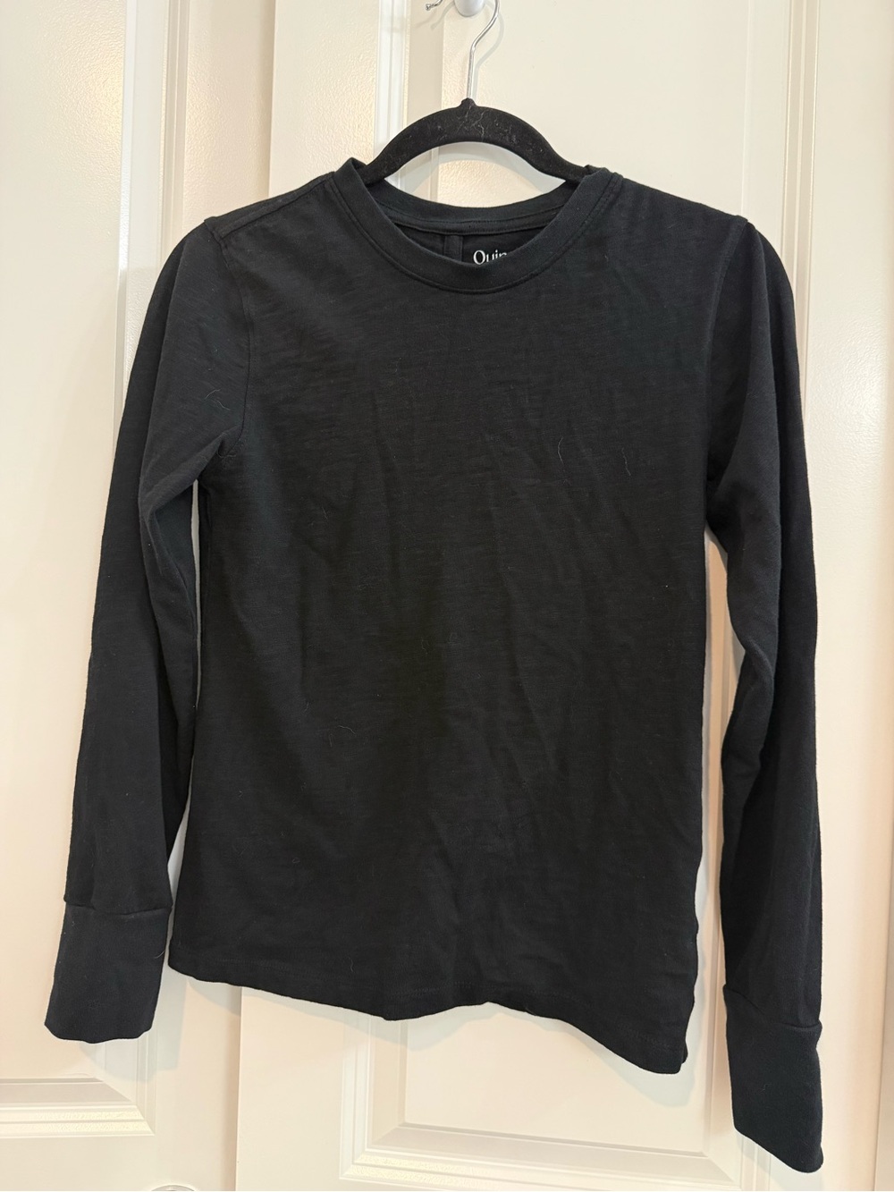 Quince Black Long-Sleeve Crewneck Tee Organic Cotton